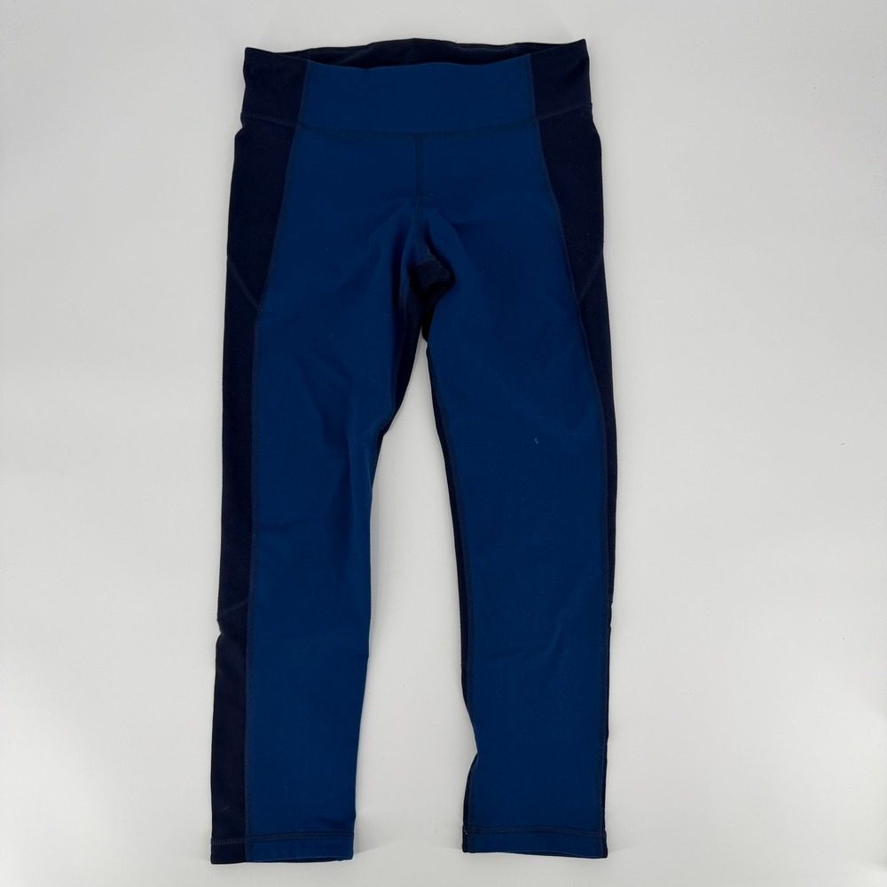 Under Armour Leggings Cropped Colorblock Modern Women XS Navy Blue Workout Pants